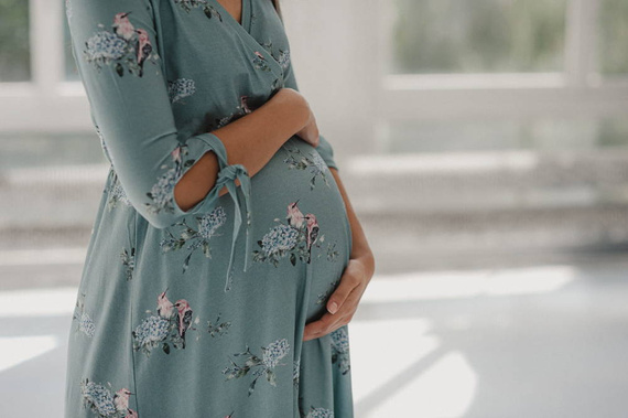 Two Ways MIDI Sukienka ciążowa i do karmienia Milk&Love eukaliptus w hortensje