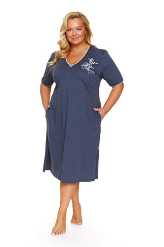 7263 Noční košile Doctor Nap Plus Size - grafitová, bavlna