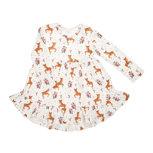 216166 Lala - Dívčí šaty Nicol, bavlna, dlouhý rukáv, jelenicová kůže