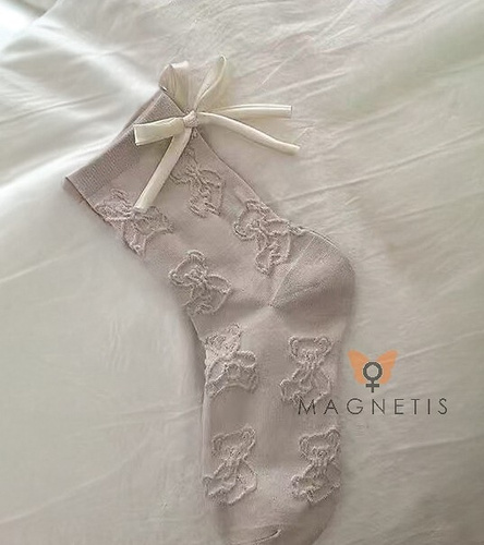 Magnetis dámské ponožky CO5020 béžové - bavlna, žakár s motivem medvídka