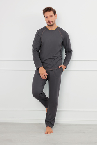 Salomon Pánské pyžamo s dlouhým rukávem, dlouhé kalhoty Italian Fashion - graphite/honey