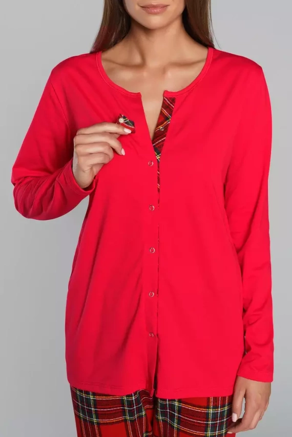 Zorza dámské pyžamo s dlouhým rukávem, kalhoty Italian Fashion - zelená/potisk