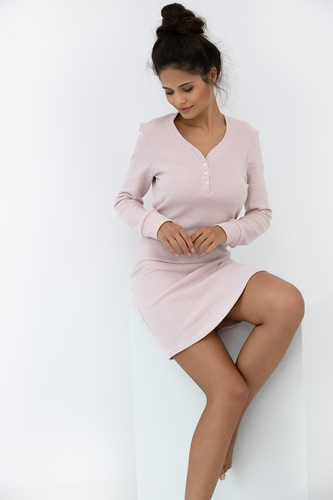 Noční košile Arlette Sensis špinavě růžová - bavlna, dlouhý rukáv, Pohodlná a elegantní