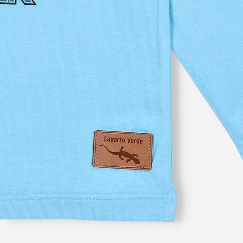 KAR-1014 Chlapecká halenka s dlouhým rukávem Lagarto Verde modrá - bavlna s elastanem, polská výroba