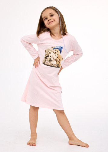 549/196, 258/196 Medvědi 2 Cornette - dívčí noční košile, růžová, bavlna, medvídek