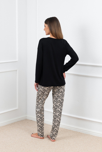 Birma Dámské pyžamo s dlouhým rukávem a dlouhými kalhotami Italian Fashion - černé