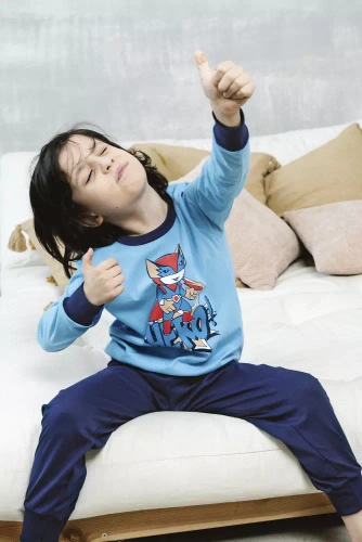 Chlapecké pyžamo Remek s dlouhým rukávem a dlouhými kalhotami Italian Fashion - modré