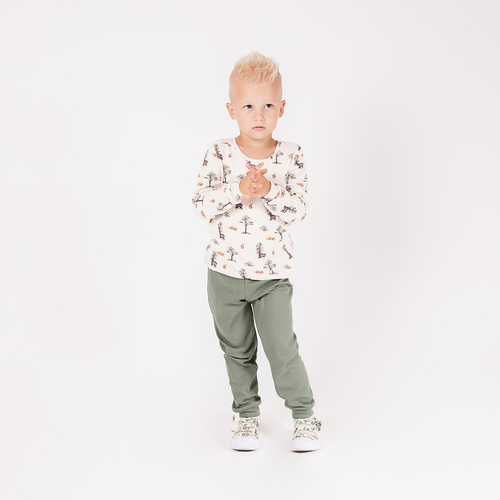 218036 Bavlněné pyžamo Yogi Bear Nicol - dlouhý rukáv, lesní vzor