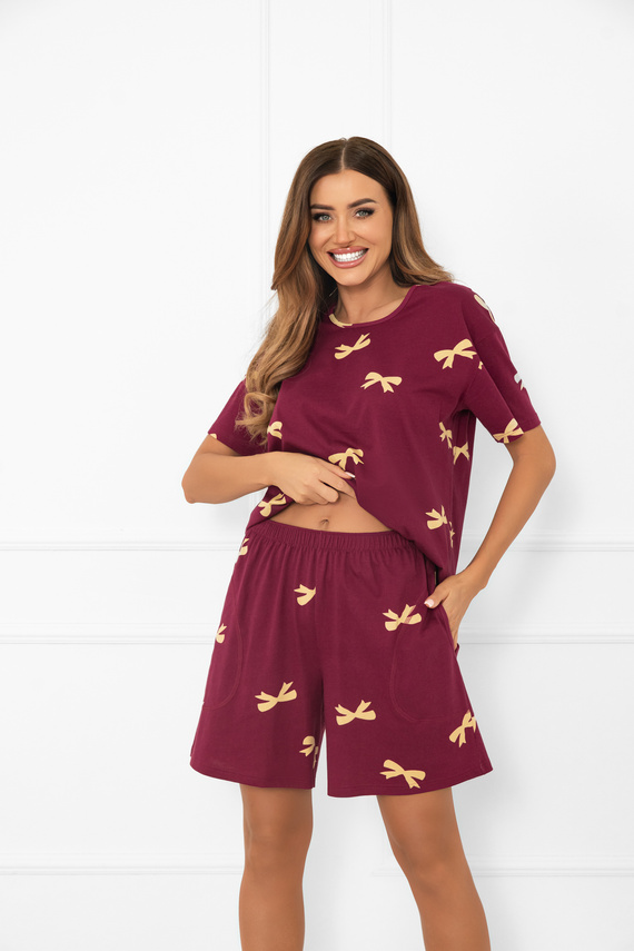 Kwadro Dámské pyžamo Italian Fashion - bavlna, krátký rukáv, mašle