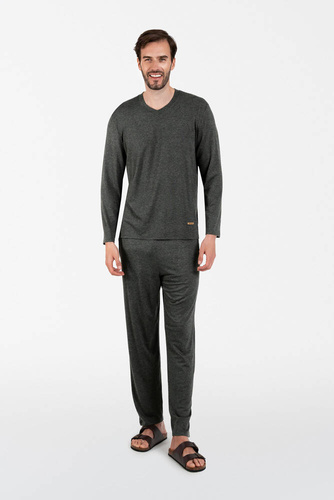 Akord Pánské pyžamo s dlouhým rukávem, dlouhé kalhoty Italská móda - c.melange