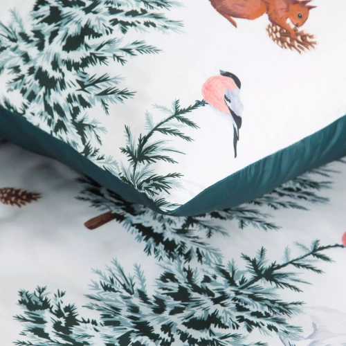 Vánoční povlečení Roland z mikrovlákna Eurofirany - zelené zdobené půvabným potiskem
