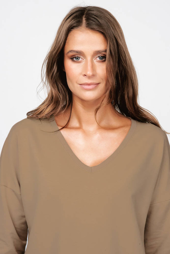 Karina dámská tunika s dlouhým rukávem Italian Fashion - camel