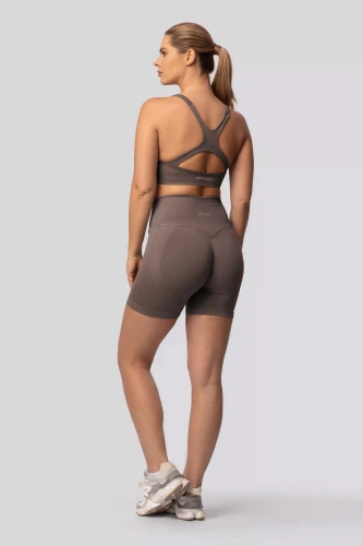 Spaio PUSH-UP PRO modelující bezešvé šortky fitness vysoký pas taupe