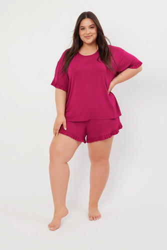Styl Dámské pyžamo s krátkým rukávem, šortky Italian Fashion - víno