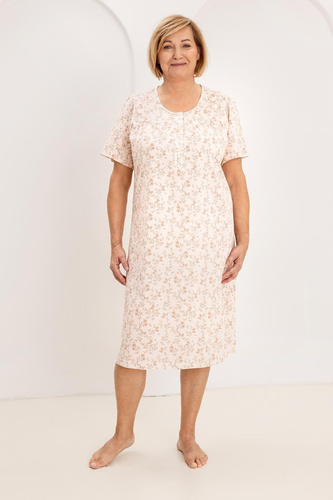 Dámská noční košile 018 Regina apricot - 100% bavlna Premium, knoflíky, krční lem, pohodlný spánek každou noc