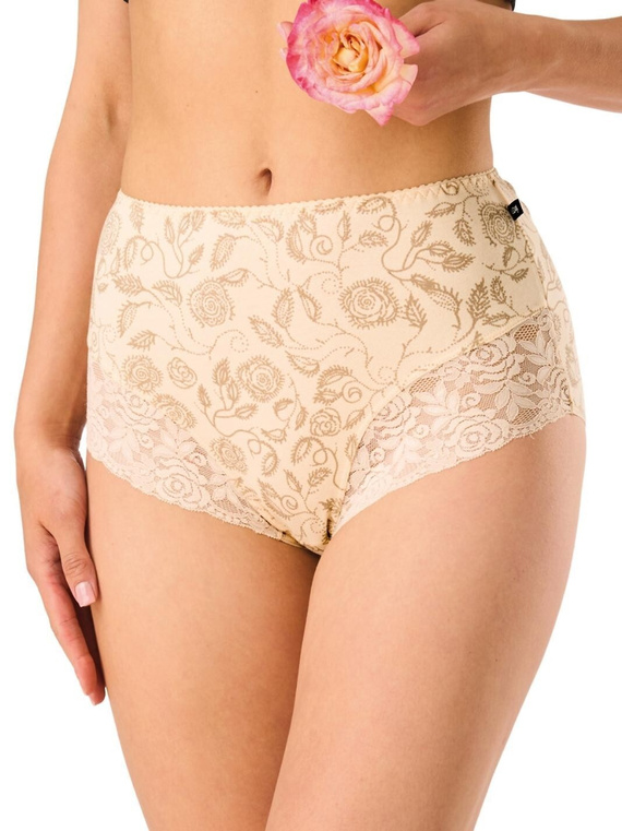 Dámské kalhotky LPF 599 Key béžovo-mokka maxi bikini – Vysoká kvalita, komfort a elegantní krajka