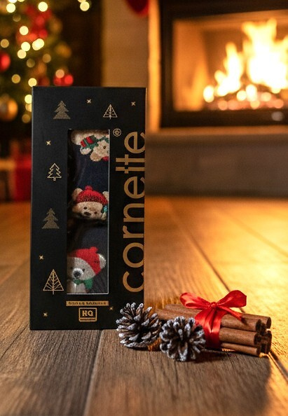 914/02 Cornette pánská vánoční souprava Teddy - boxerky a ponožky, bavlna