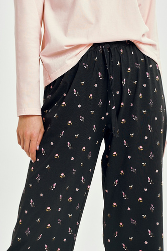 Dámské pyžamo Taro Irene 3457 růžové - dlouhý rukáv, 3/4 kalhoty, bavlna