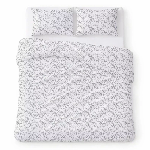 Bavlněné ložní povlečení z krepové bavlny komplet prodyšné bez žehlení white with gray flowers