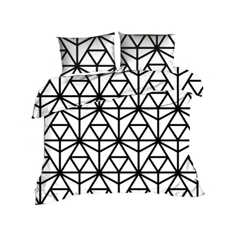 1427N Klasické bavlněné povlečení E24 Extrapościel bílé trojúhelníky černé - 100% bavlna, odolné, barevné, 2dílná sada