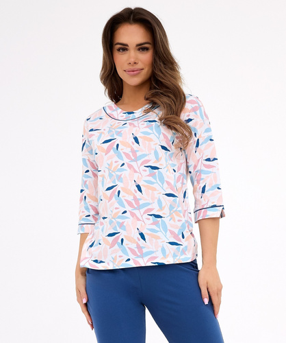 Amelia 732/452 Cornette dámské pyžamo v barvě modré - bavlna, 3/4 rukáv, pohodlí a styl