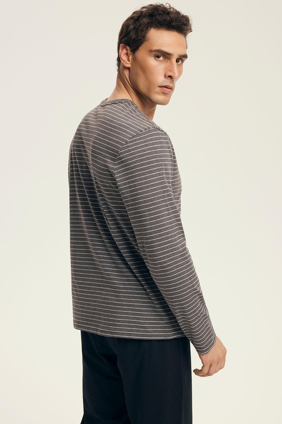 Pánské pyžamo Premium 43455 New Henderson šedé - bavlna, dlouhý rukáv, elegantní balení