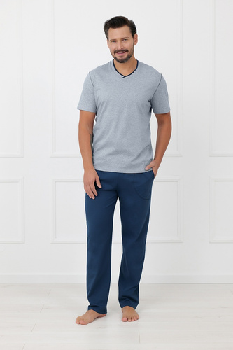 Pánská bavlněná pyžama Devon Italian Fashion dlouhé kalhoty melange