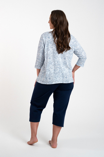 Antonia Dámské pyžamo 3/4 rukávy, 3/4 kalhoty Italian Fashion - modrý/zelený potisk