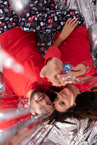 Makala Dámské pyžamo s dlouhým rukávem a dlouhé kalhoty Italian Fashion - červená/potisk