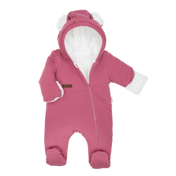 216270 Lala Luna Nicol tepláky - růžová dětská kombinéza s ušima, velikost 56-68