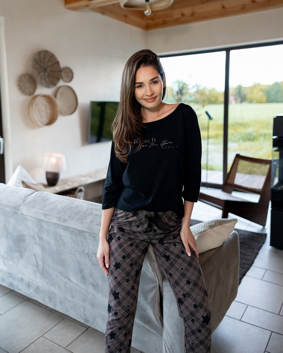 Sensis Reach For The Stars Dámské pyžamo - černohnědé