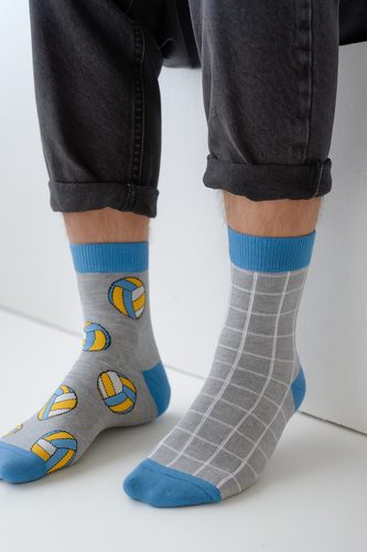 Pánské ponožky Milena 1153-041 - "Volleyball not to be paired" | Barevný design, bavlna, polská výroba