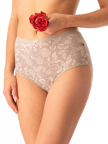 Dámské bavlněné kalhotky Key LPF 590 béžové - 2 ks v krabičce, vzadu krajka