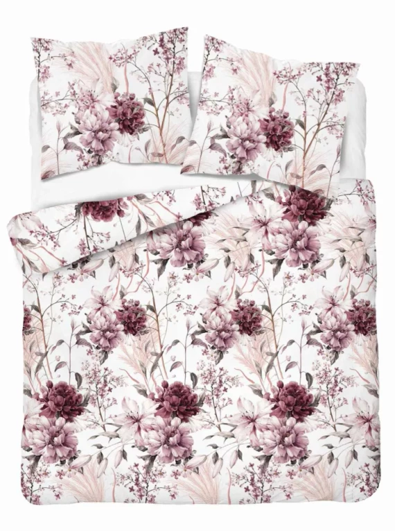 5222 B Pościel satynowa pudrowa różowa na jasnym tle Detexpol