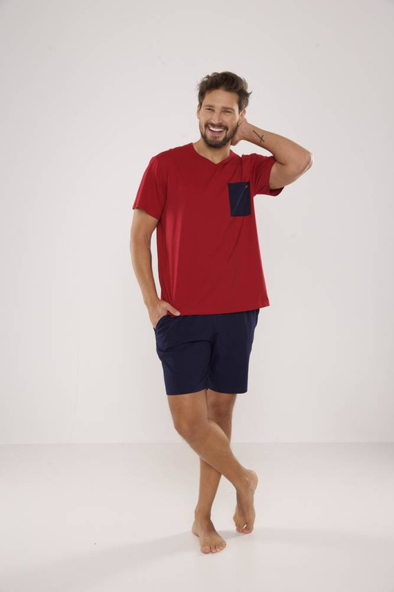 646 Kevin Pánské pyžamo De Lafense - bordó