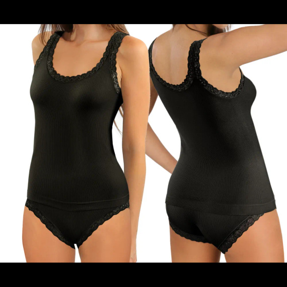 Dámské tílko Sesto Senso 6109 krajka bezešvé elastické pohodlné black