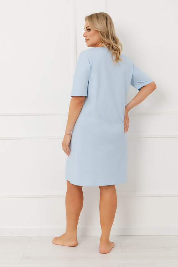 Dámská noční košile ERULA Italian Fashion z bavlněného žerzeje s krátkým rukávem - modrá