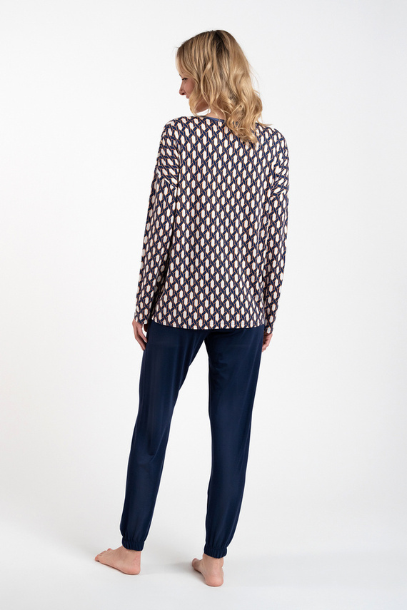 Milda Dámské pyžamo s dlouhým rukávem, dlouhé kalhoty Italská móda