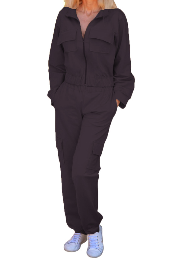 Bavlněná dámská tepláková souprava Mili Mirale s kapsami - polská výroba - černá