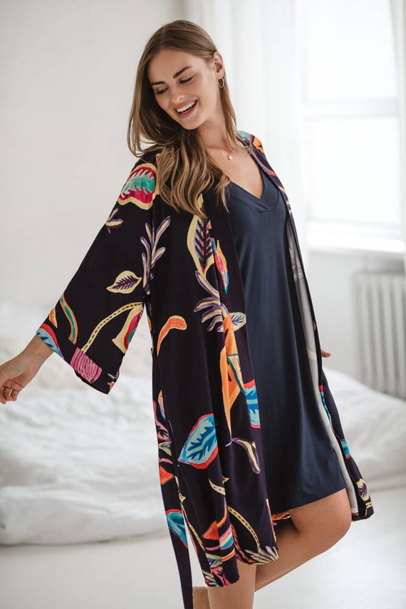 Tropical szlafrok bambusowy Milk&Love navy