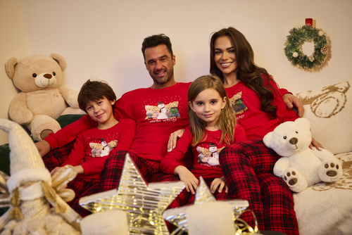 115/289 Zimní pánské pyžamo Cornette - vánoční, červené, bavlna, dlouhý rukáv