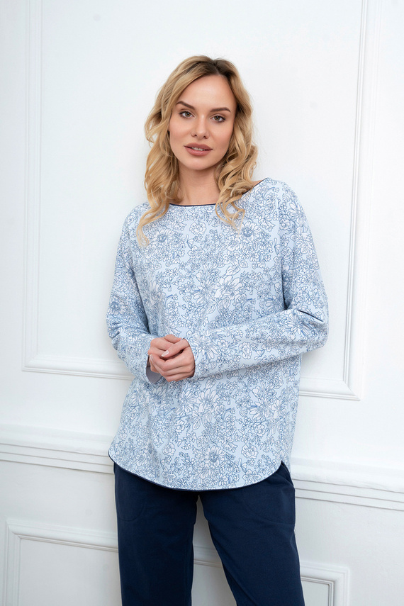 Gracjela Dámské pyžamo s dlouhým rukávem a dlouhými kalhotami Italian Fashion - modrý/zelený potisk