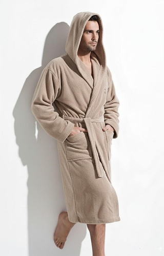 Pánský župan Iwo L&L cappuccino s kapucí a kapsami