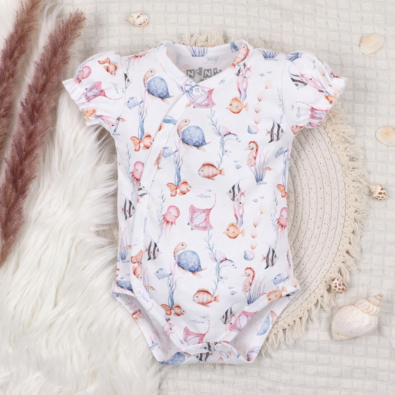 ABN-5473 Underwater World Nini obálkové body - organická bavlna, krátký rukáv