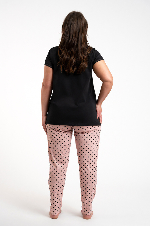 Buscato Dámské pyžamo s krátkým rukávem, dlouhé kalhoty Italian Fashion černá/potisk