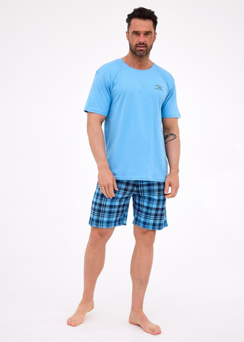 Cornette pánské pyžamo 326/311 Ready 2 modré - bavlněné, krátký rukáv, pohodlné a stylové