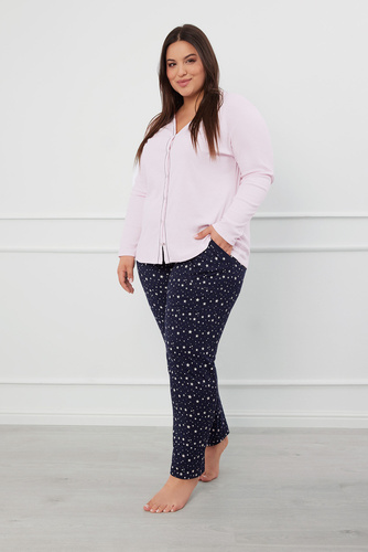 Libra Dámské pyžamo s dlouhým rukávem a kalhotami Italian Fashion - růžová/potisk