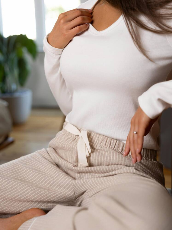 Dinah Dámské pyžamo Sensis Flanel - krémovo-béžové