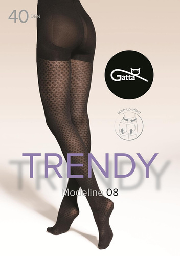 Modeline 08 Gatta punčocháče - 40 den, modelování push-up, kostkované