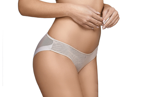 Dámské kalhotky Katia Selene - béžové, bezešvé, s tylem a geometrickým vzorem